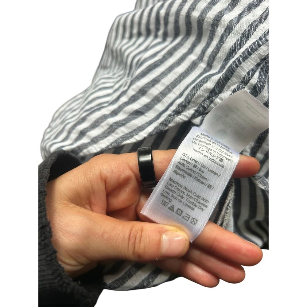 J.Crew Gray White Striped Linen Cotton Shirt Dress Long Sleeve Women Small - Picture 6 of 6